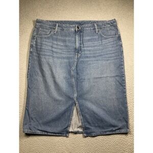 Terra & Sky Jean Denim Skirt Womens Plus 20W Blue Front Slit Modest Retro Casual